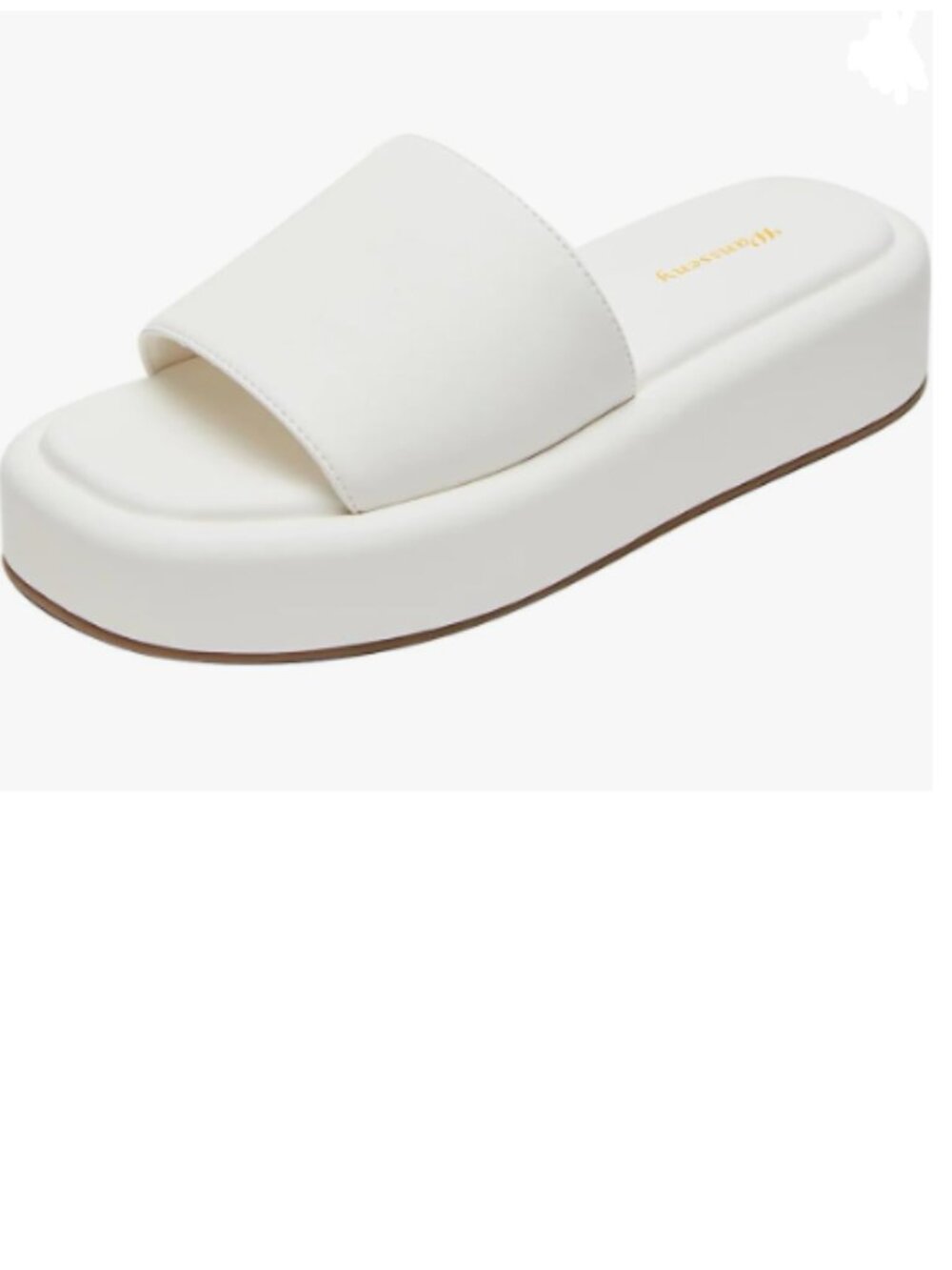 Wansseny White Comfy Insole Platform Mules Open Toe Slip on Summer Sandals